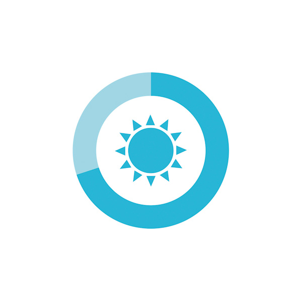 Symbol für Klimawandel: In einem Kreis gezeichnete Sonne